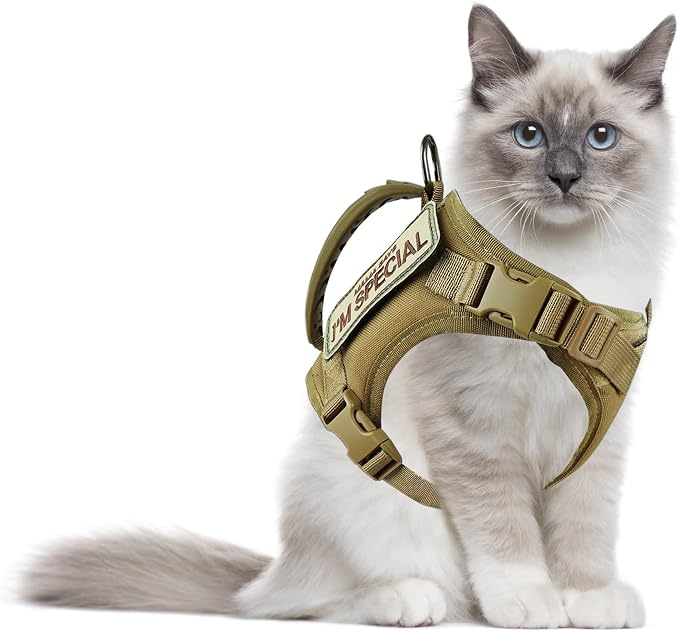 AIWAI Tactical Cat Harness for Walking Escape Proof, Adjustable Pet Vest Harness by AIWAIHarness
