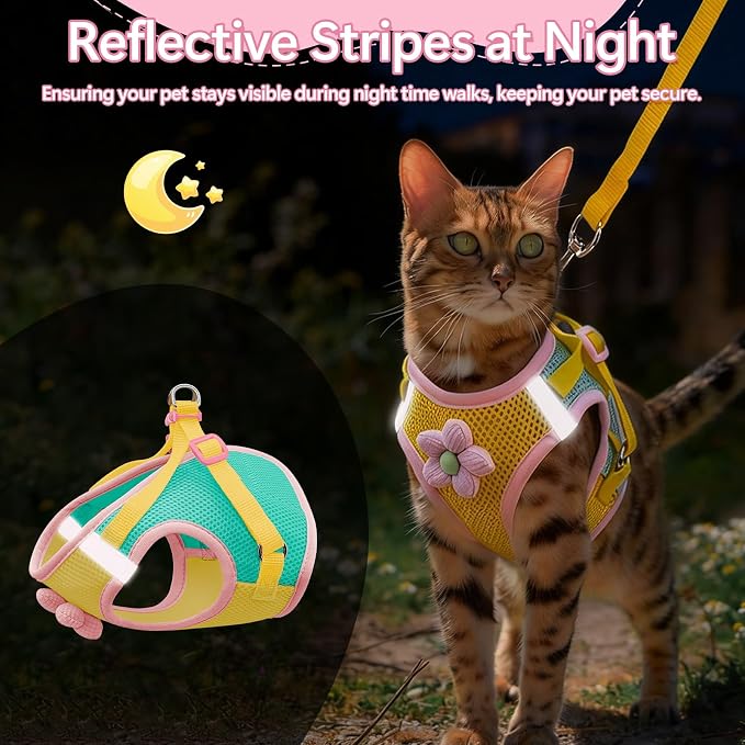 Cat Harness and Leash Set Escape Proof, Adjustable Cat Vest Harnesses Soft - Image 5