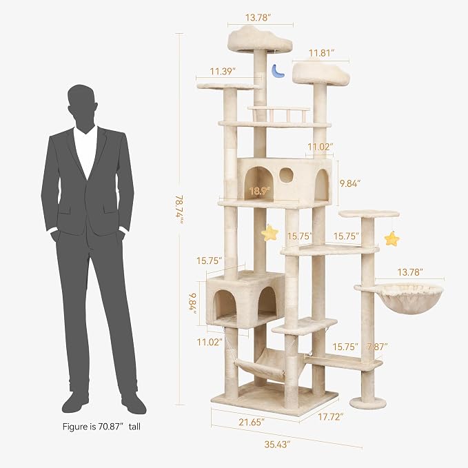 79inch Heavy Duty Cat Tree for Indoor Cats Large Adult, Tall Giant Cat Tower - Image 3
