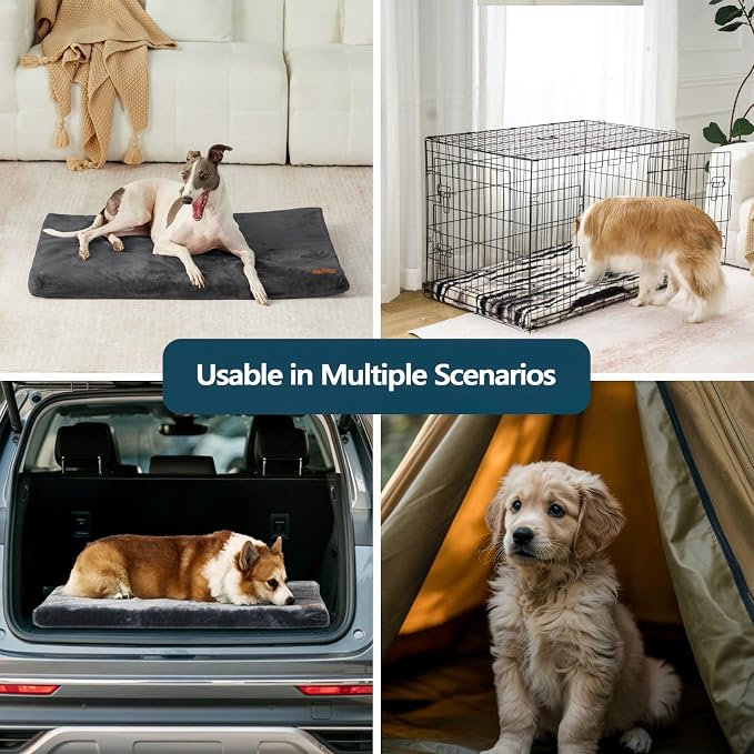 Memory Foam Dog Crate Pad, Removable Washable Cover, - Image 8
