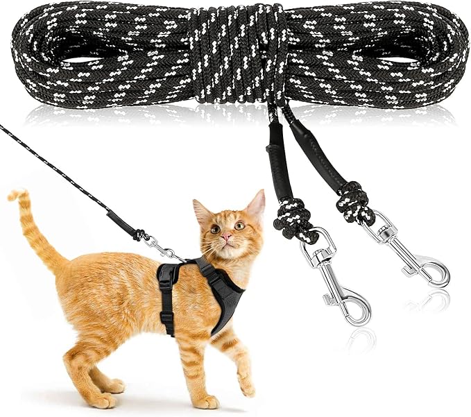 Rypet Reflective Cat Long Leash - 30 FT Escape Proof Walking Leads Yard Long by RYPET