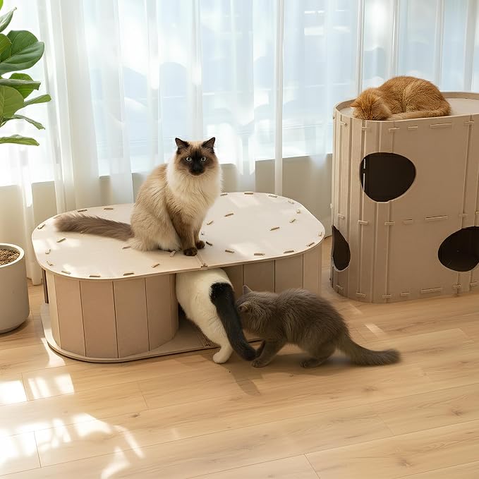 PETKARAY Large Felt Cat Tunnel, Double S-Shaped Hideaway - Image 7