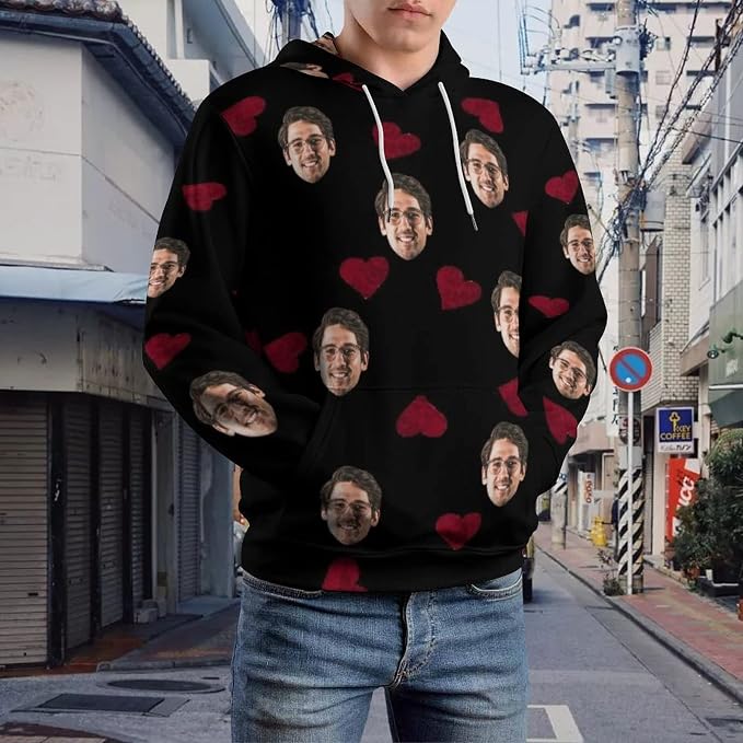 Artsadd Custom Face Unisex athletic Pockets Sweatshirt Loose Hoodie Custom - Image 6