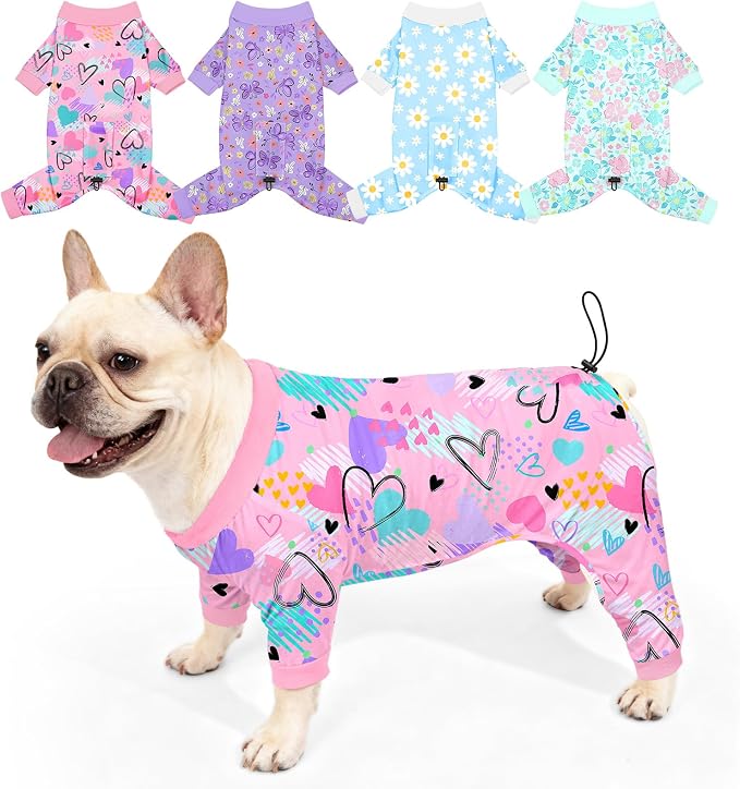 Bienbee Dog Pajamas, 4 Pack Dog Recovery Suit Shedding Suit Cute Soft Puppy by Bienbee