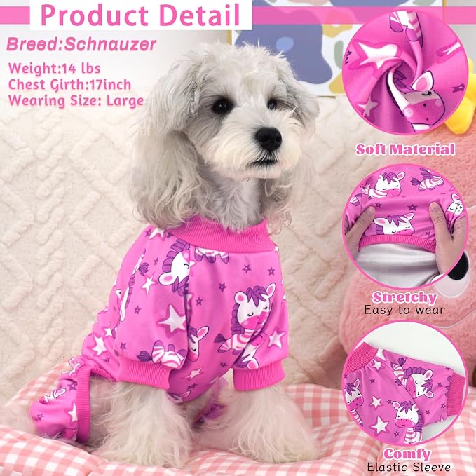 XPUDAC 4 Pack Dog Pajamas for Small Medium Dogs, Strechy Soft Puppy Clothes for - Image 3