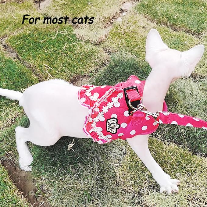 ANIAC Polka Dots Dog Harness Dress and Leash Set Step in Puppy Harness - Image 2