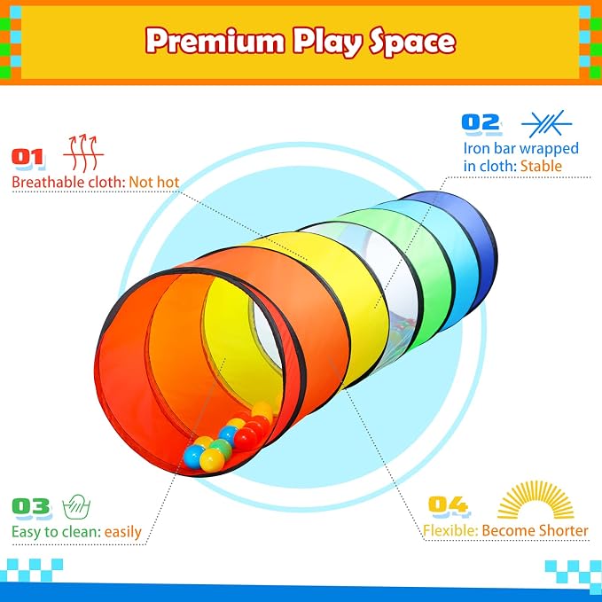 PigPigPen Kids Tunnel for Toddlers, Pop Up Play Tunnel Tent for Babies or Dogs - Image 3