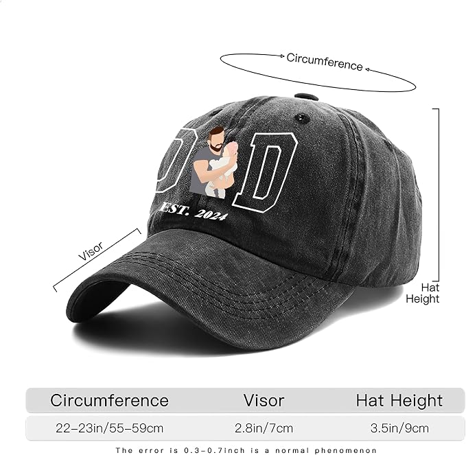 Personalized Vintage Washed Denim Dad Hat, Custom Baseball Cap - Image 8