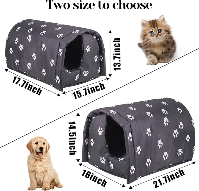 Fhiny Stray Cats Shelter, Waterproof Outdoor Cat House Foldable Warm Pet Cave - Image 6