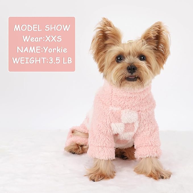 Sebaoyu Turtleneck Dog Pajamas for Small Dogs, Fleece Sweater Winter Cute Tiny - Image 5