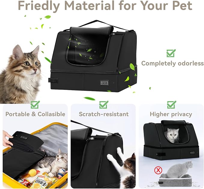 PETSFIT Portable Travel Cat Litter Box – Collapsible, 2-Layer Leak-Proof - Image 5