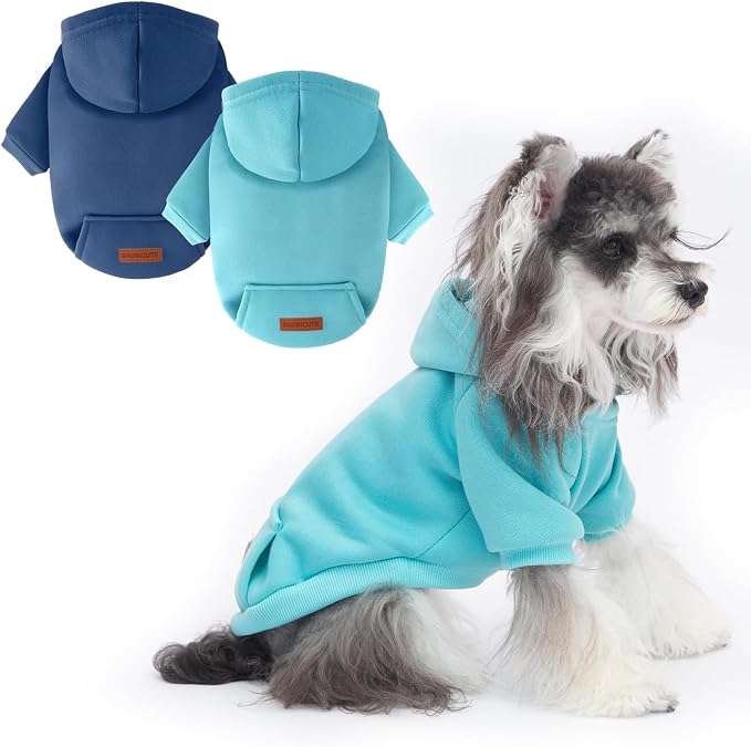 2 Pack Dog Hoodie Warm Hood Dog Sweater Cold Weather Small Dogs Sweatshirt by BAOBICUTE