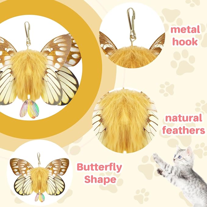 Walfront Interactive Cat Toy – Butterfly Teaser Wand - Image 7