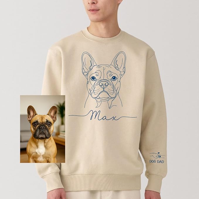 Custom Pet Photo Sweatshirt, Personalized Dog & Cat Face Drawing, Custom Pet - Image 4
