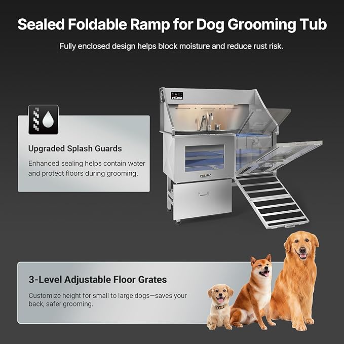 Dog Washing Station with Pet Dryer, 304 Stainless Steel Pet Wash Sink - Image 5