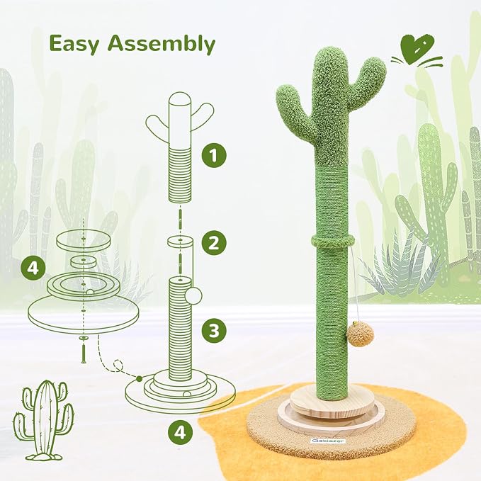 Globlazer Tall Scratching Post for Cats, Cactus Cat Scratching Post Cat - Image 5