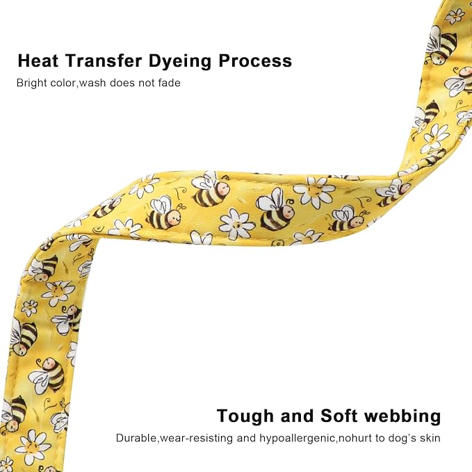 Lionet Paws Spring Dog Collar- Cute Bees Yellow Dogs Collar - Image 6