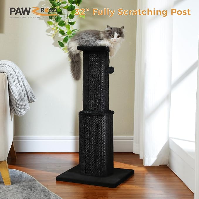 PAWZ Road Large Cat Scratching Post 32” Tall Black Scratching Post - Image 3