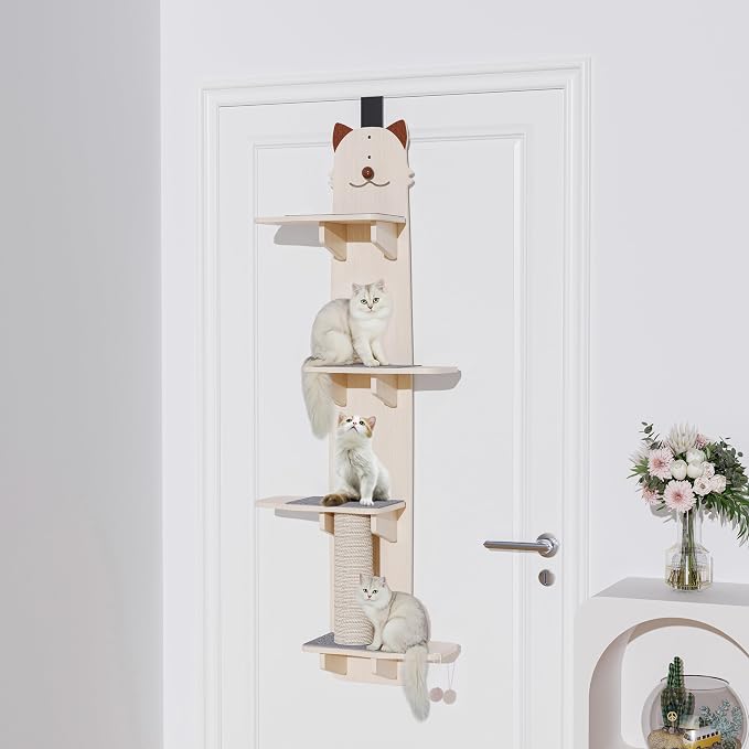 Door Hanging Cat Shelf, 67 Inch Over The Door Cat Tree, 4 Levels of Jumpable by WelcometoAVIF