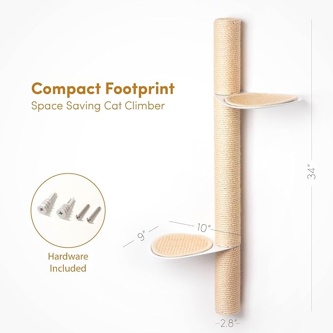 34" Wall-Mounted Cat Tree – Modern Space-Saving Cat Shelf - Image 7