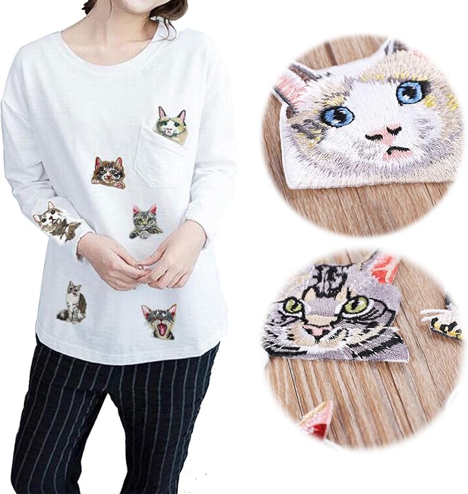 Woohome 16 PCS Cat and Dog Iron On Patches Assorted Cute Kitten Mini Cats Sew - Image 6