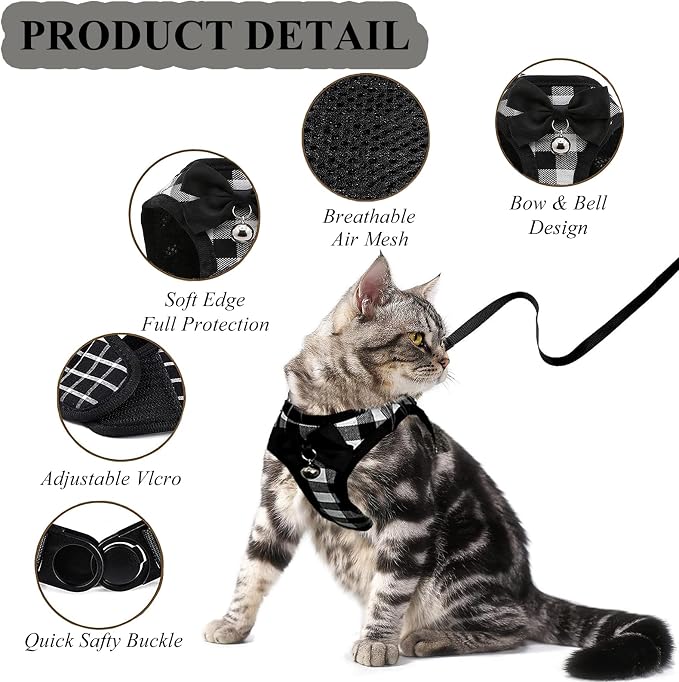 Cat Leashes and Harnesses for Walking, Breathable Soft Kittens Vest for Cats - Image 3