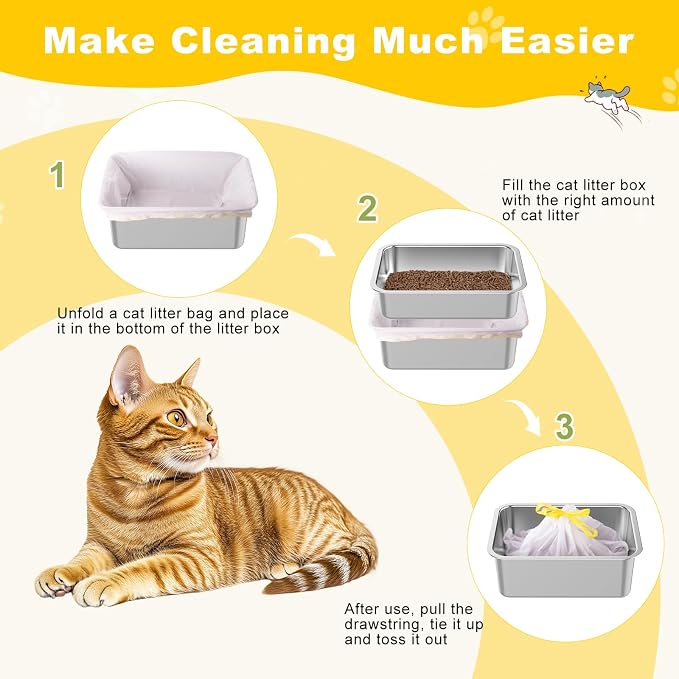 Litter Box Liners 20 Count, 29.5" x 12.6" Medium 3MIL Thicken Cat Litter Bags - Image 6