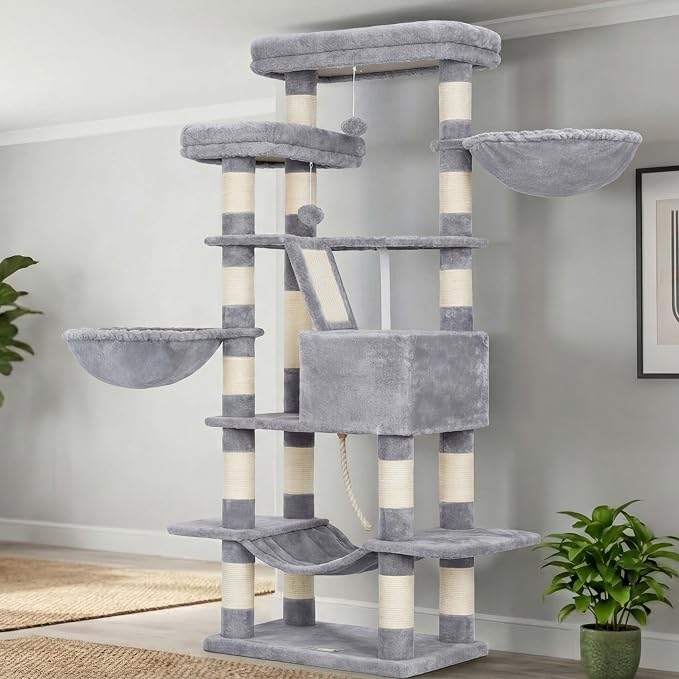 Heybly Cat Tree, 68 inch Multi-Level Cat Tower - Image 2