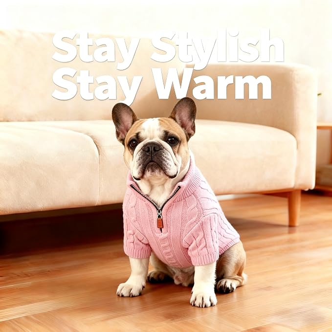 Small/Medium Dog Sweater, Warm Dog Winter Coat w/Sleeves, Comfortable High Neck - Image 2