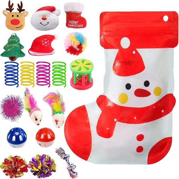 Christmas Cat Toys 19pcs, Christmas Stocking Assorted Toys Cat Gifts by KITCHSTAR