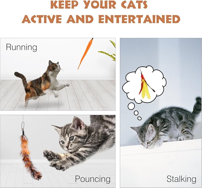 Pawaboo Interactive Cat Toys for Indoor Cats, Cat Wand Toys, Cat Fishing Pole - Image 2