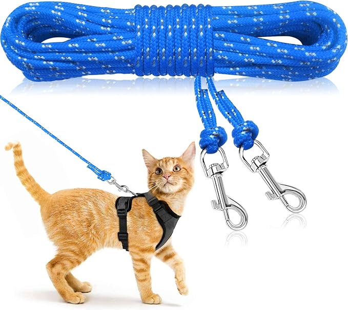 Rypet Reflective Cat Long Leash 15 FT Escape Proof Walking Leads Yard Long by RYPET