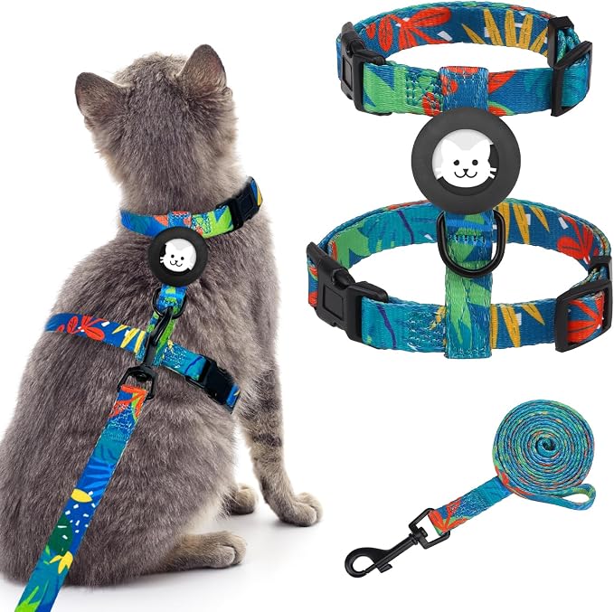 BINGPET Cat Harness with Airtag Holder, Cat Harness and Leash Set Escape Proof by BINGPET