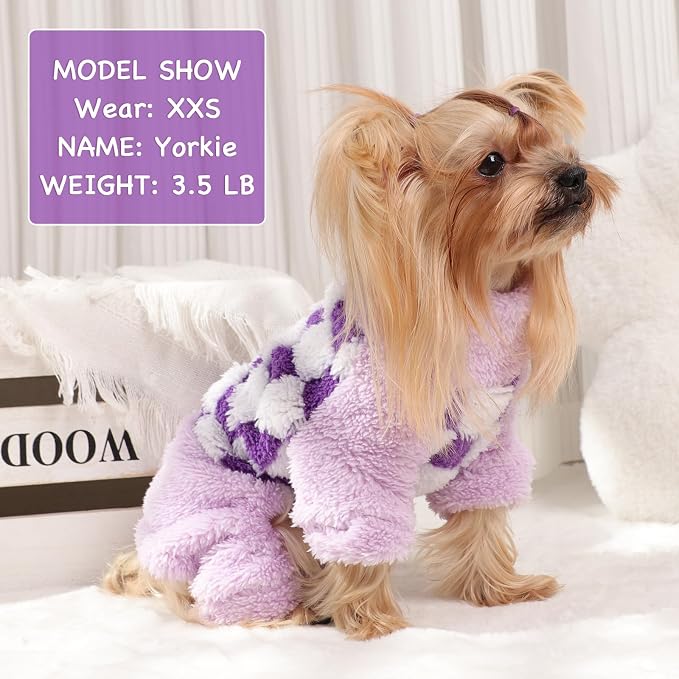 Sebaoyu Turtleneck Dog Pajamas for Small Dogs, Fleece Sweater, Winter Cute Tiny - Image 4