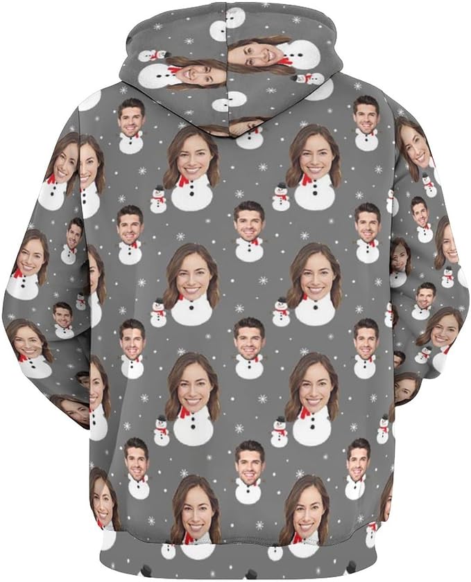 Artsadd Custom Face Unisex athletic Pockets Sweatshirt Loose Hoodie Custom - Image 4