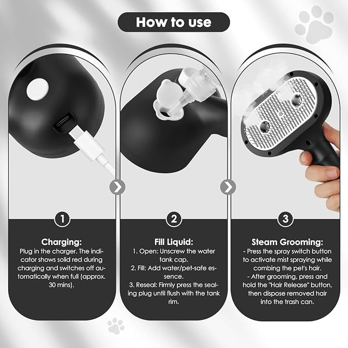 Cat Steam Brush for Grooming and Shedding for Long and Short Hair Pets - Image 5