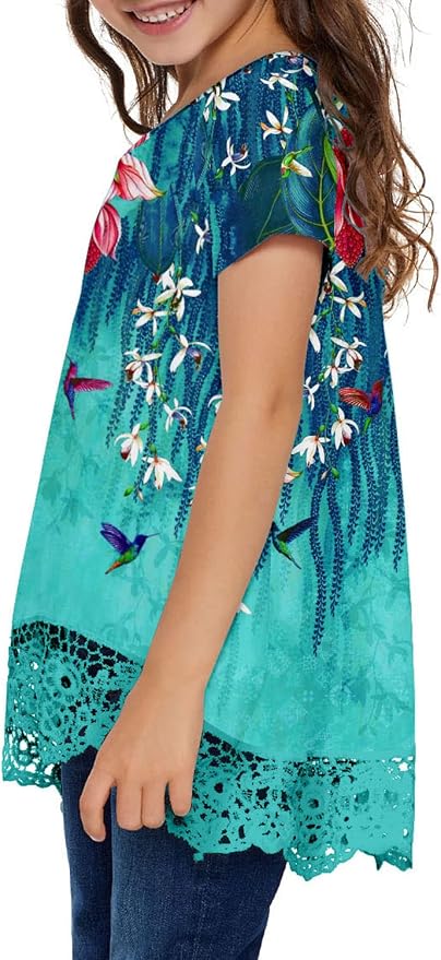storeofbaby Girls Casual Tunic Tops Short Sleeve Loose Soft Blouse T-Shirt - Image 4