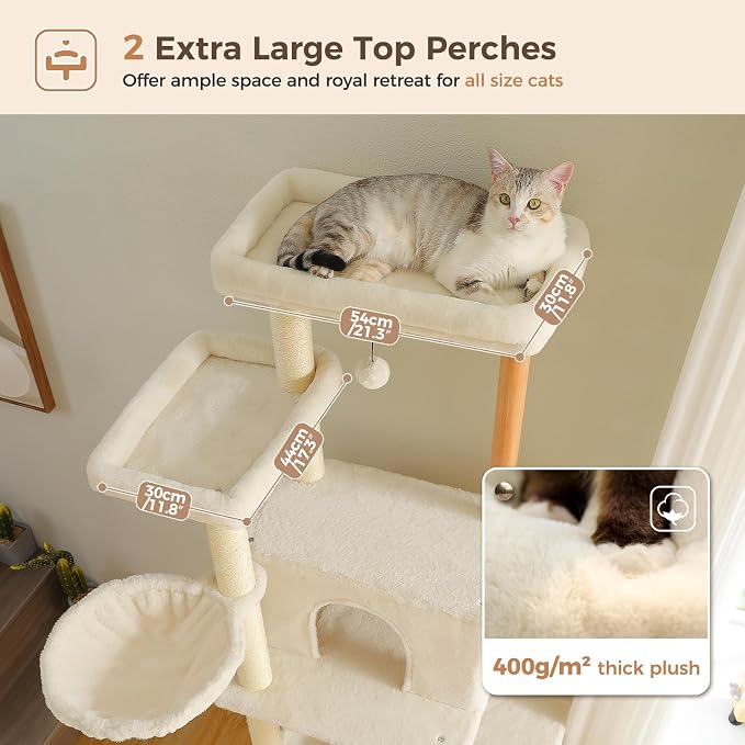 PAWZ Road Large Cat Tree, 73 Inches Tall Wooden Cat Tower - Image 5
