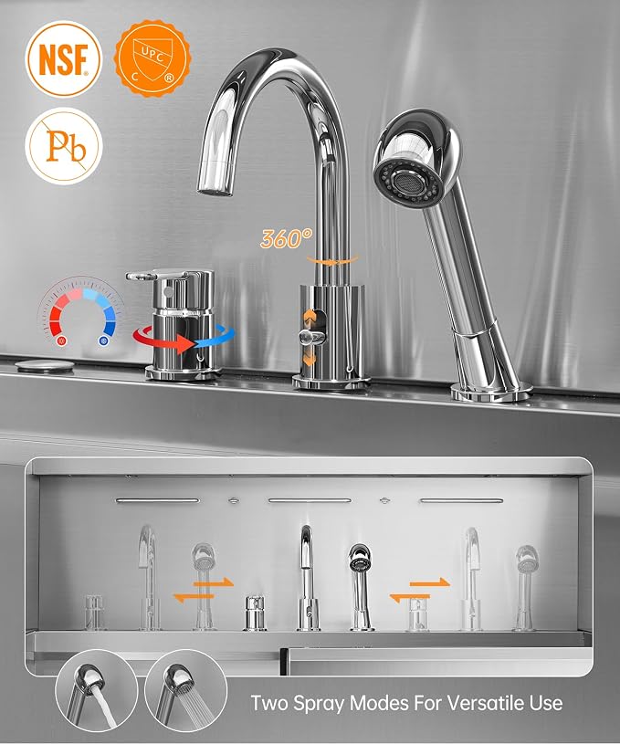 Dog Washing Station with LED Display, 304 Stainless Steel Pet Wash Sink - Image 8