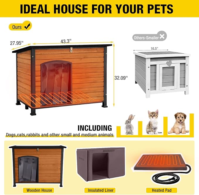 Aivituvin Heated Dog House Outdoor & Indoor Dog Kennel - Image 2