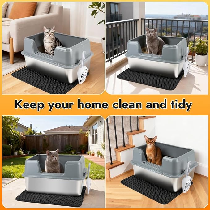 Vivifying XL Stainless Steel Cat Litter Box, High Side Metal Litter Pan - Image 6