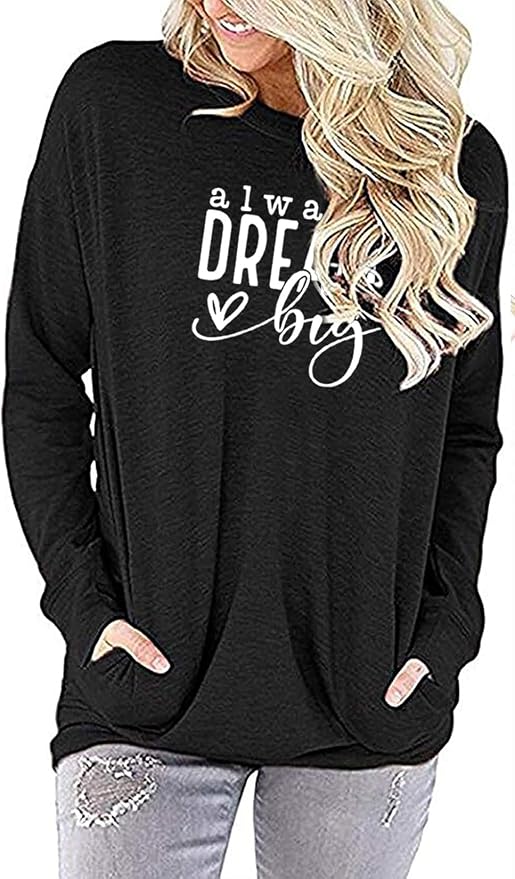 Akihoo Womens Casual Long Sleeve Tunic Tops Crew Neck Shirt Blouses - Image 4