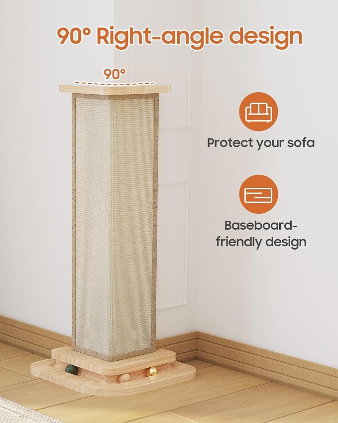 Corner Cat Scratcher with Track Balls, Replaceable Sisal Scratch Pad - Image 2