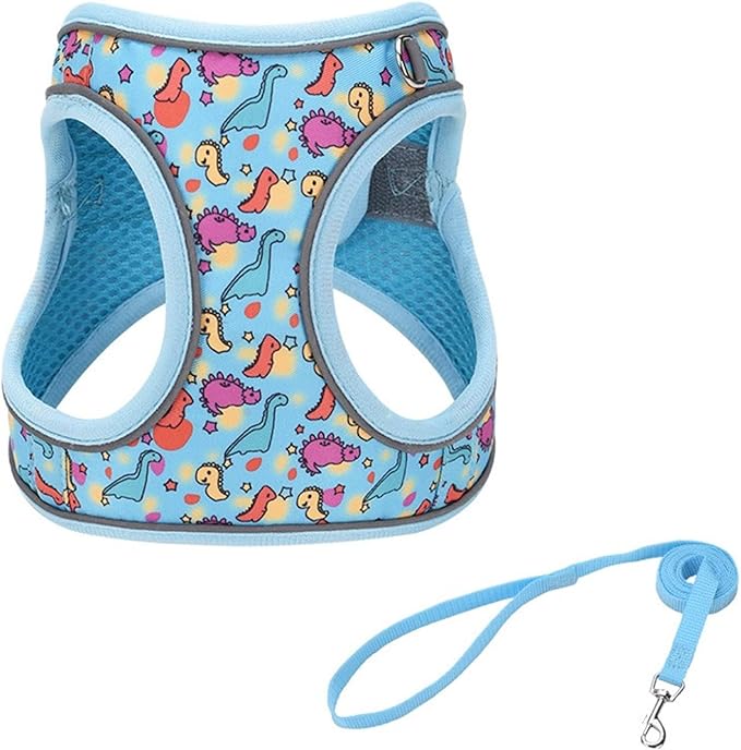 Step in Dog Harness No Pull Dinosaur Adjustable Soft Mesh Padded Reflective Pet by KocaPlye