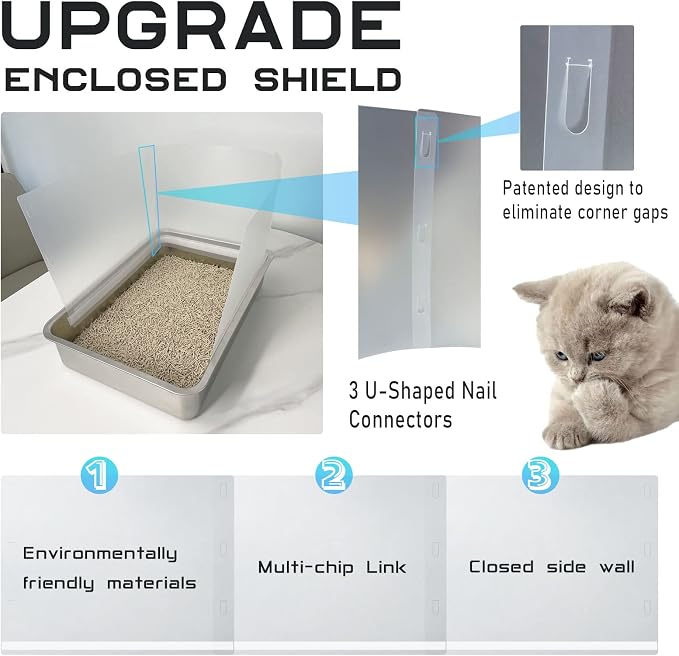 3 Pcs Large Size Connectable Cat Litter Box Pee Shields High Side Easy Cleaning - Image 2