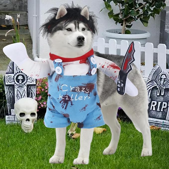 Dog Halloween Deadly Costume Set Cute Funny Cosplay Chucky Outfits Puppy - Image 2