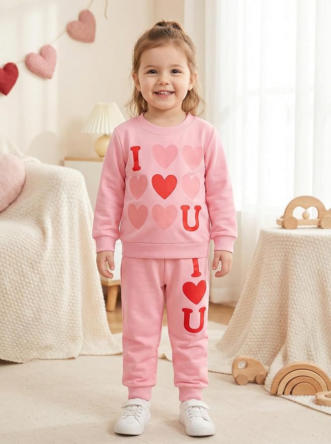 Little Girls Unicorn Outfits 2 Piece Kids Ruffle Sleeve Sweatshirt + Leggings - Image 2