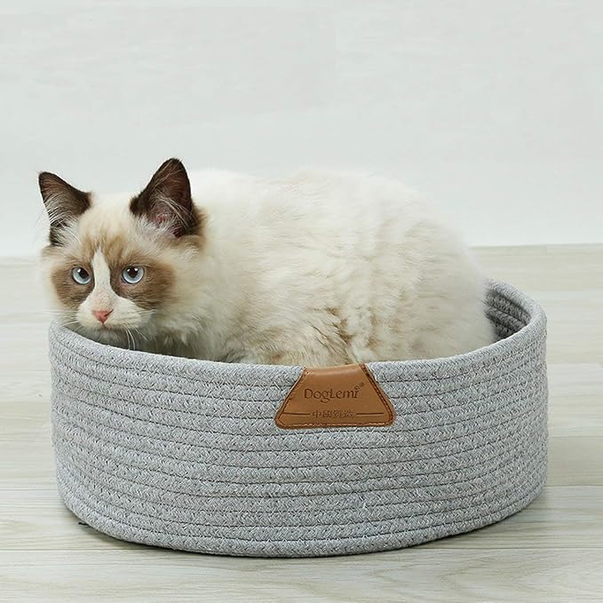 Cat Bed Basket Nest Round Cotton Rope Woven Warm Medium, Pet Sleeping Bed House - Image 6