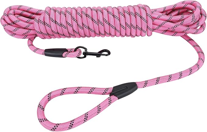 Long Dog Leash for Training 50Ft-Reflective Nylon Rope by Hi+Kiss