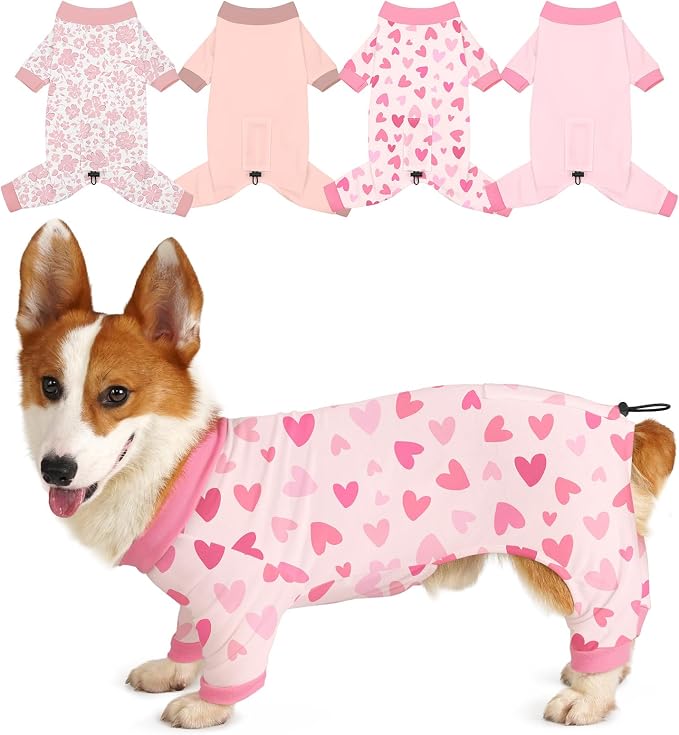 Bienbee Dog Pajamas, 4 Pack Dog Recovery Suit Shedding Suit Cute Soft Puppy by Bienbee